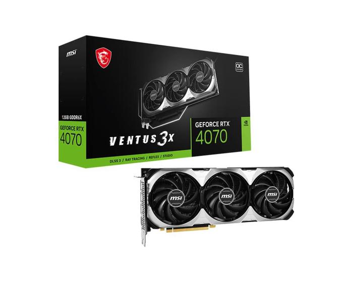 Imagem de Placa de Vídeo MSI NVIDIA GeForce RTX 4070 Ventus 3X OC 12GB GDDR6X DLSS Ray Tracing 912-V513-062