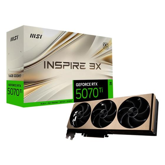 Placa de Vídeo MSI Nvidia RTX 5070 Ti 16GB GDDR7 256 Bits Inspire 3X OC Plus Menor preço em Placa de Vídeo MSI Nvidia RTX 5070 Ti 16GB GDDR7 256 Bits Inspire 3X OC Plus