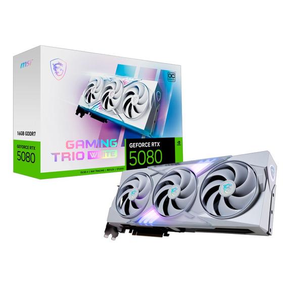 Imagem de Placa de Vídeo MSI RTX 5080 16GB GDDR7 3X OC VENTUS Trio White 256 Bits 912-V531-045