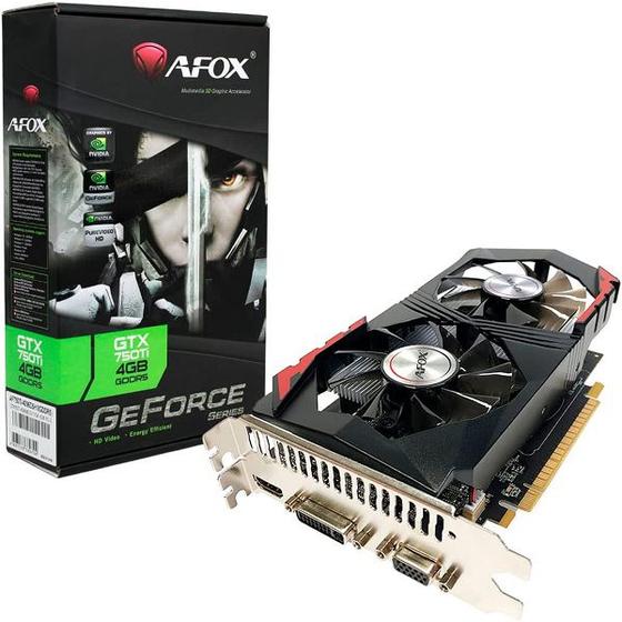 Imagem de Placa de Video Nvidia AFOX Geforce GTX 750TI 4GB DDR5 128 BITS AF750TI-4096D5H1