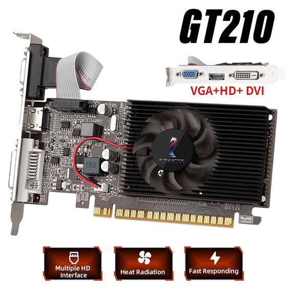 Imagem de Placa de Vídeo Nvidia Geforce 1gb 200 Series Gt 210 Vga + Hdmi + Dvi Placa Gráfica Autônoma DDR3 Para Desktop