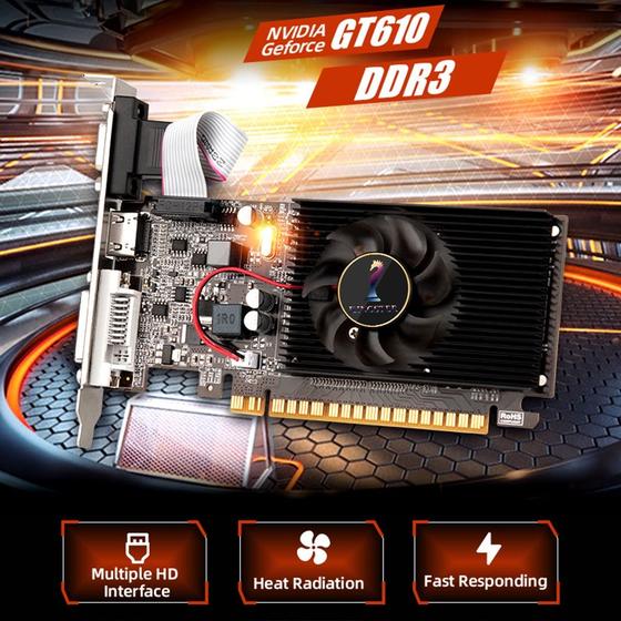 Imagem de Placa De Vídeo Nvidia Geforce 600 Gt610 2gb Ddr3 Kingster Placa Gráfica Jogos PC Gamer CPU Gabinete