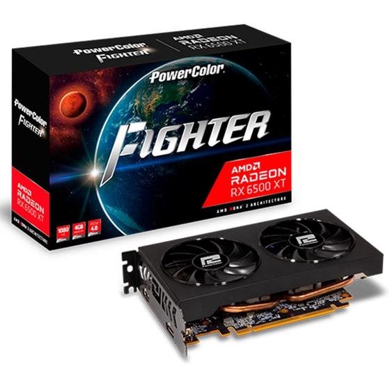 Placa de Vídeo Power Color Fighter AMD Radeon RX 6500 XT, 4 GB GDDR6, Ray Tracing - AXRX 6500XT 4GBD6-DH/OC Menor preço em Placa de Vídeo Power Color Fighter AMD Radeon RX 6500 XT, 4 GB GDDR6, Ray Tracing - AXRX 6500XT 4GBD6-DH/OC