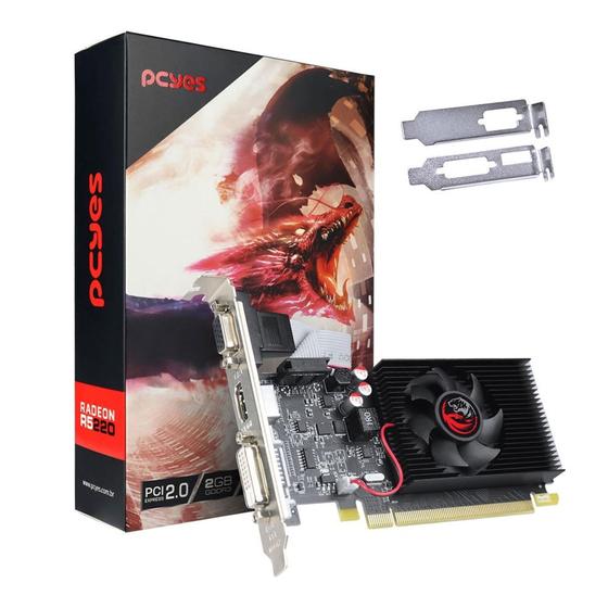 Placa de Vídeo R5 220 PCyes AMD Radeon, 2GB DDR3, 64 Bits, Low Profile - PVR52202GBR364 Menor preço em Placa de Vídeo R5 220 PCyes AMD Radeon, 2GB DDR3, 64 Bits, Low Profile - PVR52202GBR364