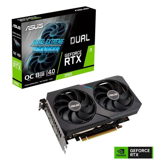 Placa de Vídeo RTX 3060 OC Edition Asus Dual GeForce, 8 GB GDDR6, DLSS ...