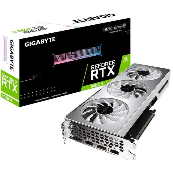 Placa de Vídeo RTX 3060 Ti Vision OC Gigabyte NVIDIA GeForce, 8GB GDDR6, RGB, LHR, DLSS, Ray Tracing - GV-N306TVISION OC-8GD Menor preço em Placa de Vídeo RTX 3060 Ti Vision OC Gigabyte NVIDIA GeForce, 8GB GDDR6, RGB, LHR, DLSS, Ray Tracing - GV-N306TVISION OC-8GD