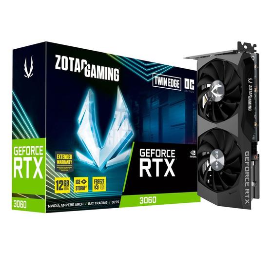 Imagem de Placa de Vídeo RTX 3060 Twin Edge OC Zotac Gaming GeForce, 12GB GDDR6, 15 Gbps, Ray Tracing - ZT-A30600H-10M