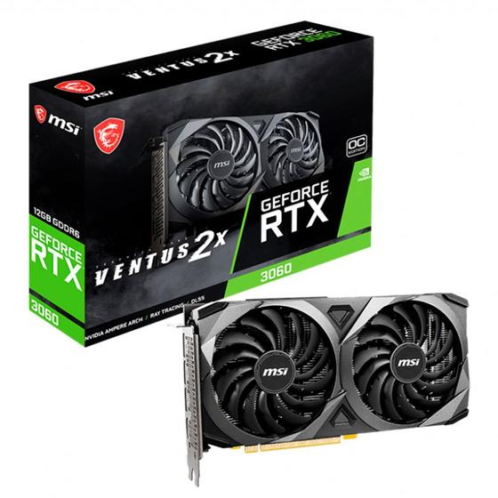Placa de Vídeo RTX 3060 Ventus 2X 12G OC MSI GeForce, 12GB GDDR6, 15 Gbps, Ray Tracing Imagem de Placa de Vídeo RTX 3060 Ventus 2X 12G OC MSI GeForce, 12GB GDDR6, 15 Gbps, Ray Tracing