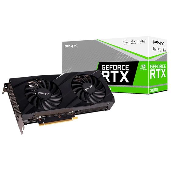 Placa de Vídeo RTX 3060 Verto PNY NVIDIA GeForce 8 GB GDDR6 DLSS Ray Tracing - VCG30608DFBPB1 - Placa de Vídeo - Magazine Cbeneficio