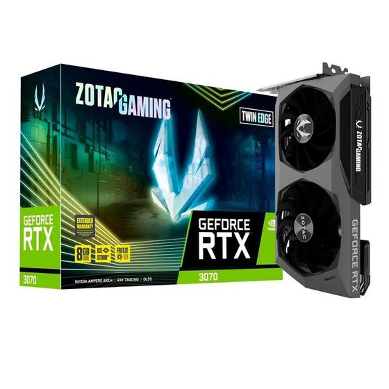 Imagem de Placa de Vídeo RTX 3070 Twin Edge Zotac NVIDIA GeForce, 8GB, GDDR6, LHR - ZT-A30700E-10PLHR