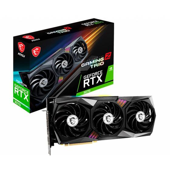 Imagem de Placa de Vídeo RTX 3070 Z Trio 8G MSI NVIDIA GeForce Gaming, 8GB GDDR6, LHR, RGB, DLSS, Ray Tracing - GeForce RTX 3070 GAMING Z TRIO 8G LHR
