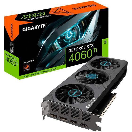 Imagem de Placa de Vídeo RTX 4060 Ti Eagle Gigabyte NVIDIA GeForce, 8 GB GDDR6, DLSS, Ray Tracing - GV-N406TEAGLE-8GD G10