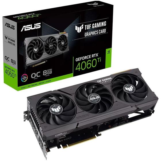 Placa de Vídeo RTX 4060 Ti OC Edition Asus TUF Gaming NVIDIA GeForce, 8 GB GDDR6, ARGB, DLSS - TUF-RTX4060TI-O8G-GAMING Menor preço em Placa de Vídeo RTX 4060 Ti OC Edition Asus TUF Gaming NVIDIA GeForce, 8 GB GDDR6, ARGB, DLSS - TUF-RTX4060TI-O8G-GAMING