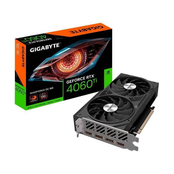 Imagem de Placa de Vídeo RTX 4060 Ti Windforce OC Gigabyte NVIDIA GeForce, 16GB GDDR6, DLSS, Ray Tracing - GV-N406TWF2OC-16GD