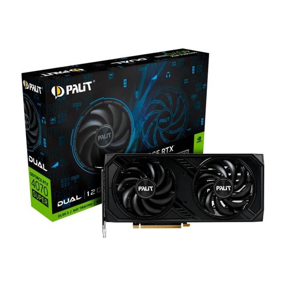 Imagem de Placa de Video RTX 4070 Super Dual Palit NVIDIA GeForce, 12GB GDDR6X, DLSS, Ray Trancing, G-Sync - NED407S019K9-1043D