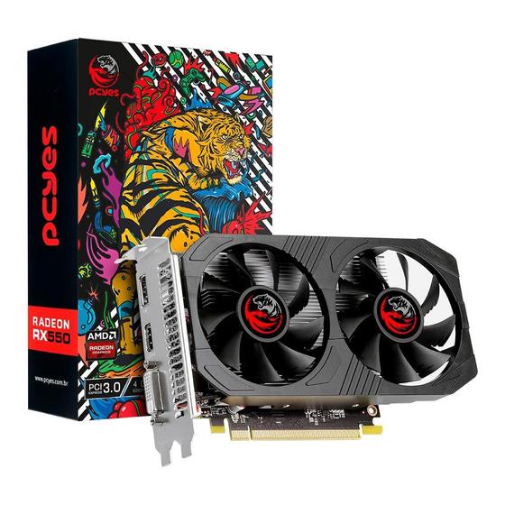 Imagem de Placa de Vídeo RX 550 Radeon Graffiti Series Pcyes AMD, 4 GB GDDR5, 128 Bits, Dual Fan - PJRX5504GGR5DF