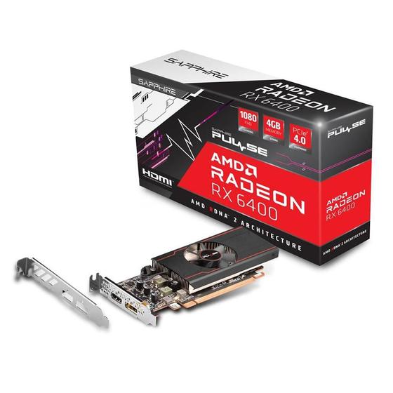 Imagem de Placa de Vídeo RX 6400 Gaming Sapphire Pulse AMD Radeon, 4GB GDDR6, HDMI e DisplayPort, Low Profile - 11315-01-20G