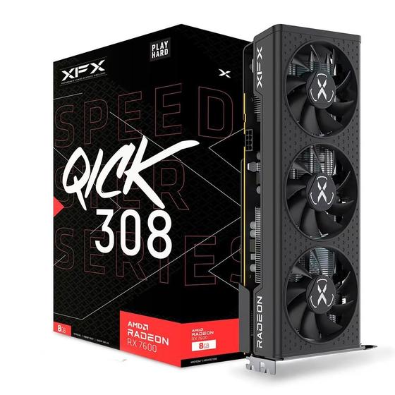 Placa de Vídeo RX 7600 Series Graphics Cards XFX AMD Radeon, 8GB GDDR6 - RX-76PQICKBY Imagem de Placa de Vídeo RX 7600 Series Graphics Cards XFX AMD Radeon, 8GB GDDR6 - RX-76PQICKBY