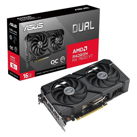 Imagem de Placa de Vídeo RX 7600 XT OC ASUS AMD Radeon Dual O16G, 16GB GDDR6 - 90YV0K21-M0NA00