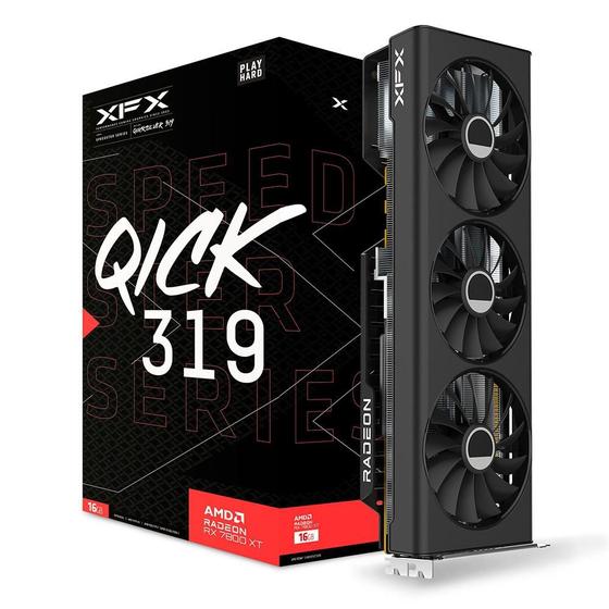Placa de Vídeo RX 7800XT Gaming 16G XFX Speedster QICK319 AMD Radeon, 16GB DDR6, HDMI 3xDP 3 FAN - RX-78TQICKF9 Menor preço em Placa de Vídeo RX 7800XT Gaming 16G XFX Speedster QICK319 AMD Radeon, 16GB DDR6, HDMI 3xDP 3 FAN - RX-78TQICKF9