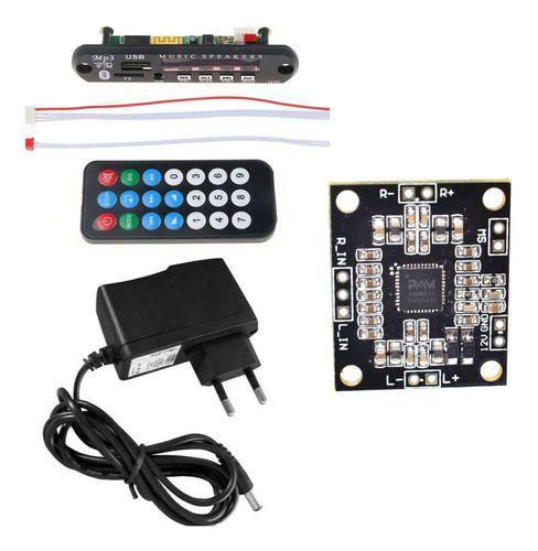 Imagem de Placa Decod Usb Bluet + Amplificador Pam8610 +fonte 12v 2.5a