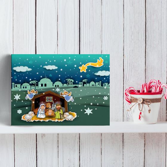 Imagem de Placa Decoração de Natal Presépio para Crianças 20x30cm