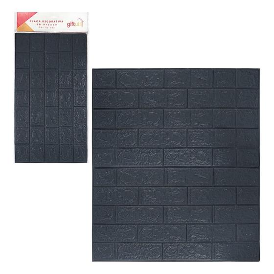 Imagem de Placa Decorativa 3D Preto Texturizado Marmorizado Papel De Parede Adesivo Autocolante