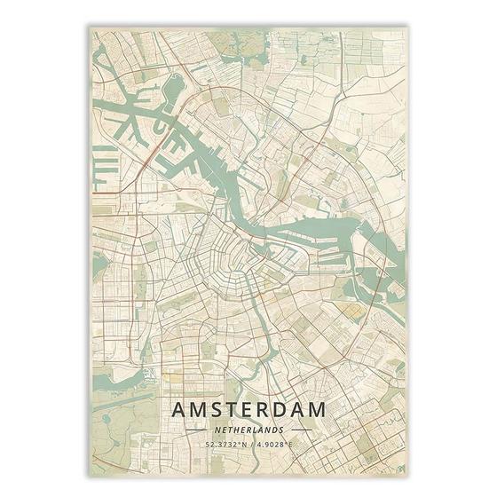 Imagem de Placa Decorativa A2 Mapa 01 Amsterdam Holanda Viagem