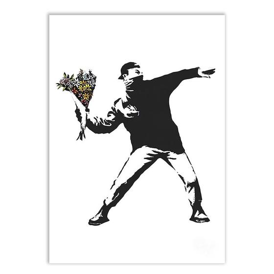 Imagem de Placa Decorativa A3 Banksy Flower Thrower Grafíti