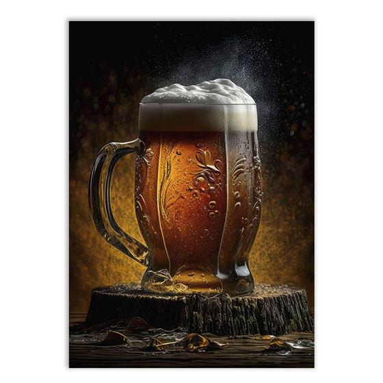 Imagem de Placa Decorativa A4 Bar Ilustração Copo De Cerveja Bebidas