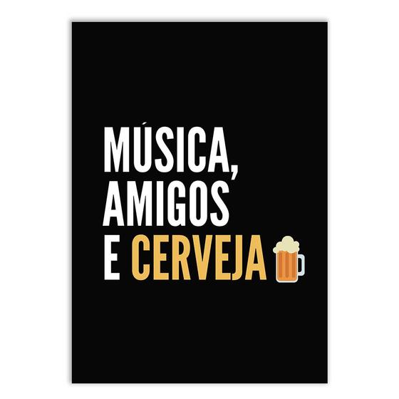 Imagem de Placa Decorativa A4 Bar Musica Amigos E Cerveja Decoração