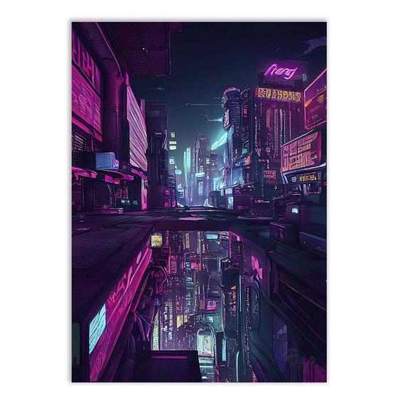 Imagem de Placa Decorativa A4 Cyberpunk Game Aesthetic Cidade 02