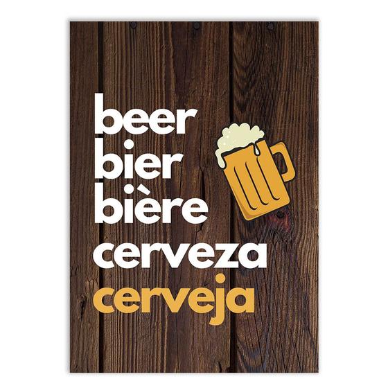 Imagem de Placa Decorativa A4 Engraçada Cerveja Em Outros Idiomas Bar