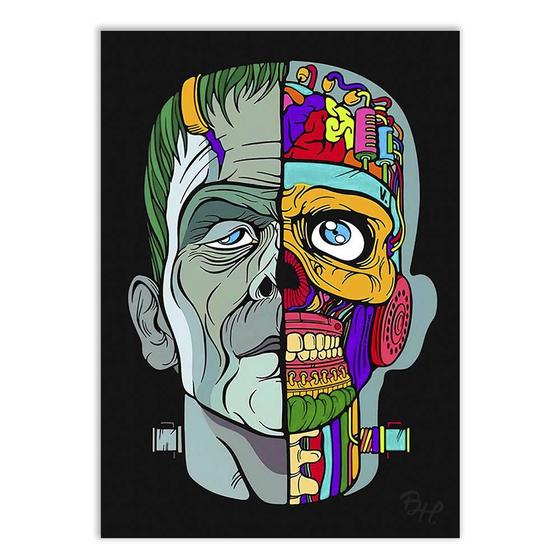 Imagem de Placa Decorativa A4 Frankenstein Ilustração Dentro Fora