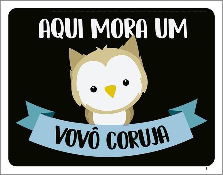 Imagem de Placa Decorativa Aqui Mora Um Vovô Coruja 36X46