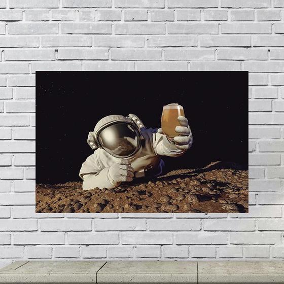 Imagem de Placa Decorativa Astronauta Com Cerveja na Mão