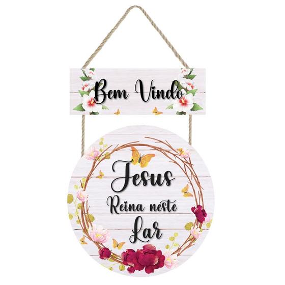 Imagem de Placa decorativa  Bem vindo Jesus neste lar PL299