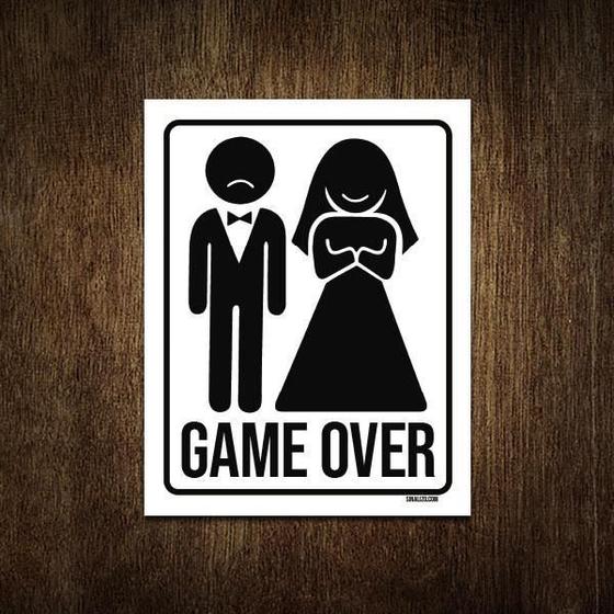 Imagem de Placa Decorativa - Casamento Game Over 18X23