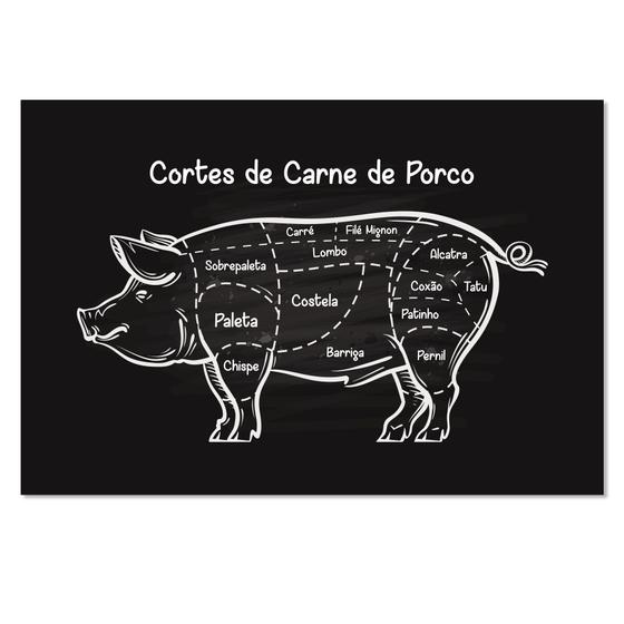 Placa Decorativa Churrasco Cortes Brasileiros de Porco 20x30cm Menor preço em Placa Decorativa Churrasco Cortes Brasileiros de Porco 20x30cm