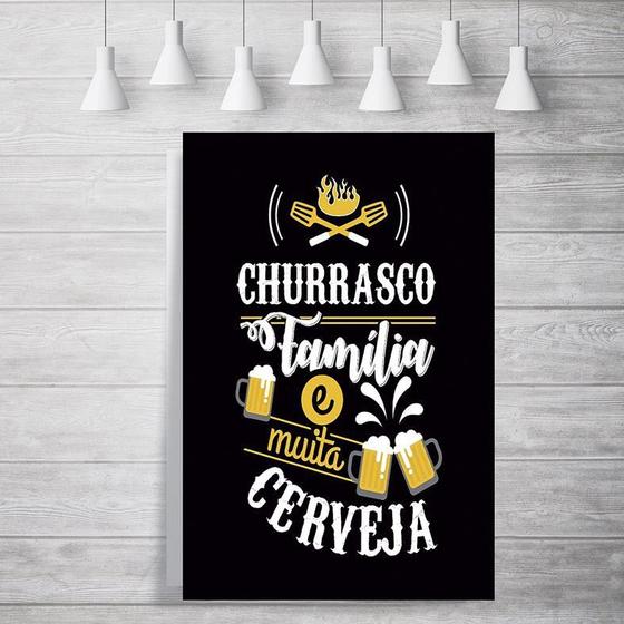 Imagem de Placa Decorativa Churrasco Família e Muita Cerveja