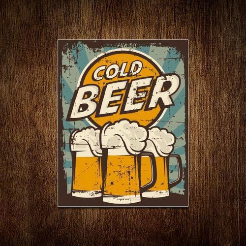 Imagem de Placa Decorativa - Cold Beer Cerveja Modelo 3 Pints 27X35