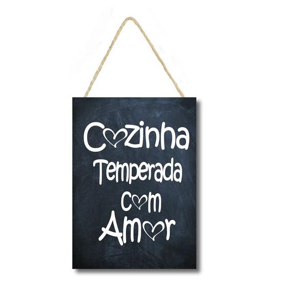 Imagem de Placa decorativa com corda Cozinha temperada com Amor 027