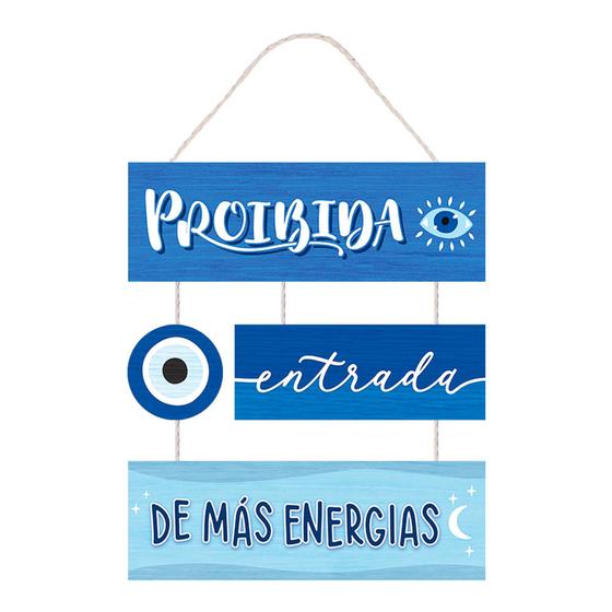 Imagem de Placa Decorativa com Corda Olho Grego MDF 6 mm Azul 30x49