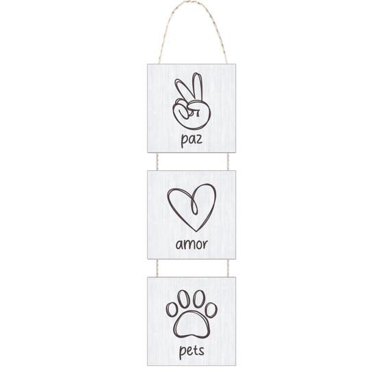 Imagem de Placa Decorativa com Corda ou com Adesivo Paz Amor Pets