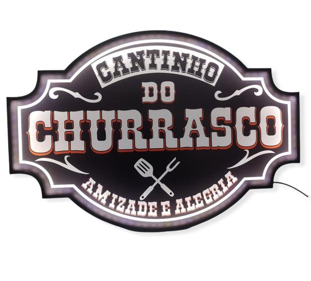 Imagem de  Placa decorativa com Led cantinho do churrasco churrasqueira bares e restaurantes 