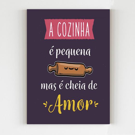 Imagem de Placa decorativa cozinha pequena cheia de amor mdf 20x29