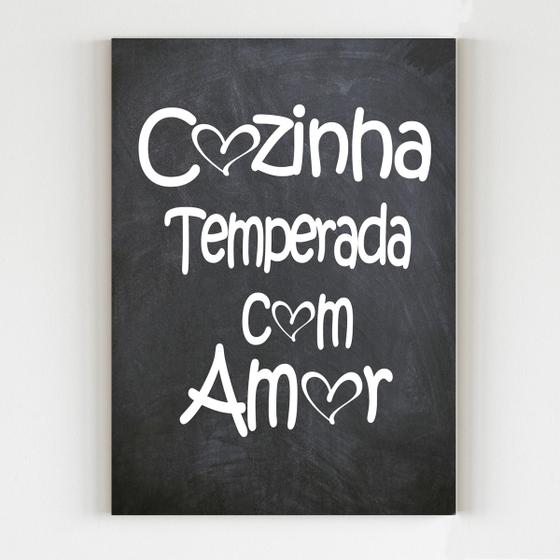 Imagem de Placa decorativa cozinha temperada com amor 20x29 a4 mdf