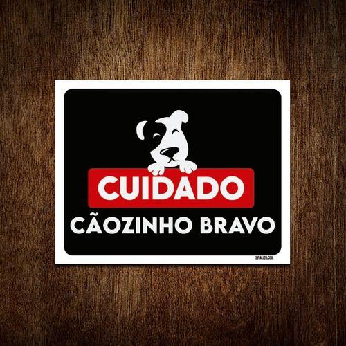 Imagem de Placa Decorativa - Cuidado Cãozinho Bravo 27x35