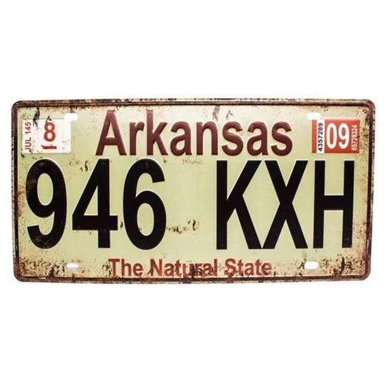 Imagem de Placa Decorativa de carro antiga metálica Vintage Arkansas GT414-21 - Lorben