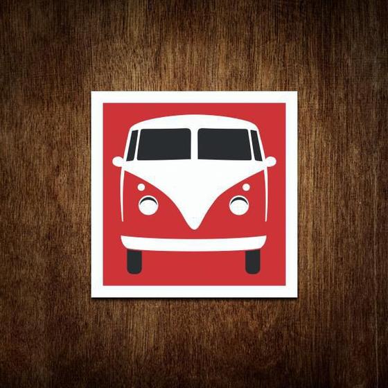 Imagem de Placa Decorativa De Carro - Kombi Vermelha (27X27)